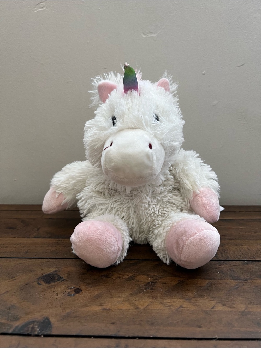 Warmies White and Pink Unicorn Plush with Rainbow Horn